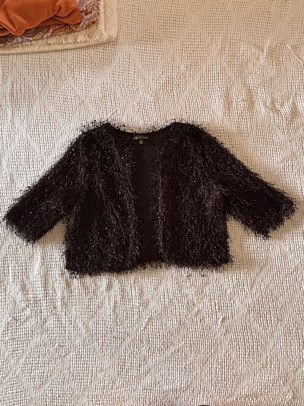 90’s Black Fuzzy Open-Front Cardigan